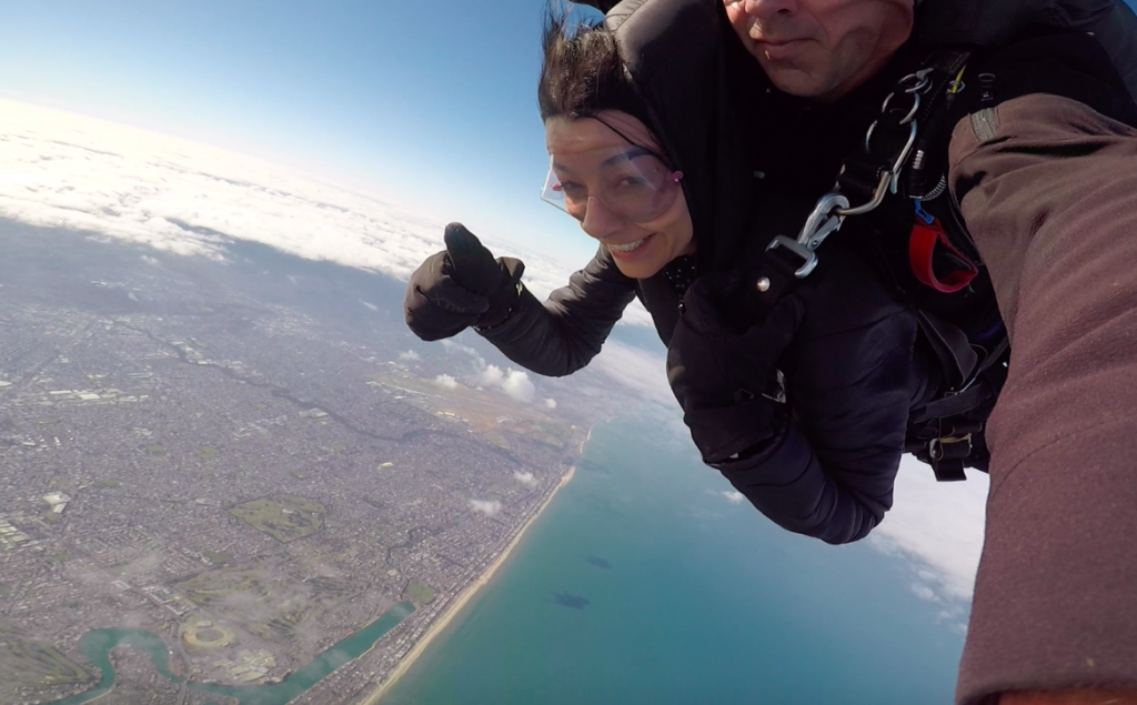 Joshua and Victoria tandem skydive wedding proposal
