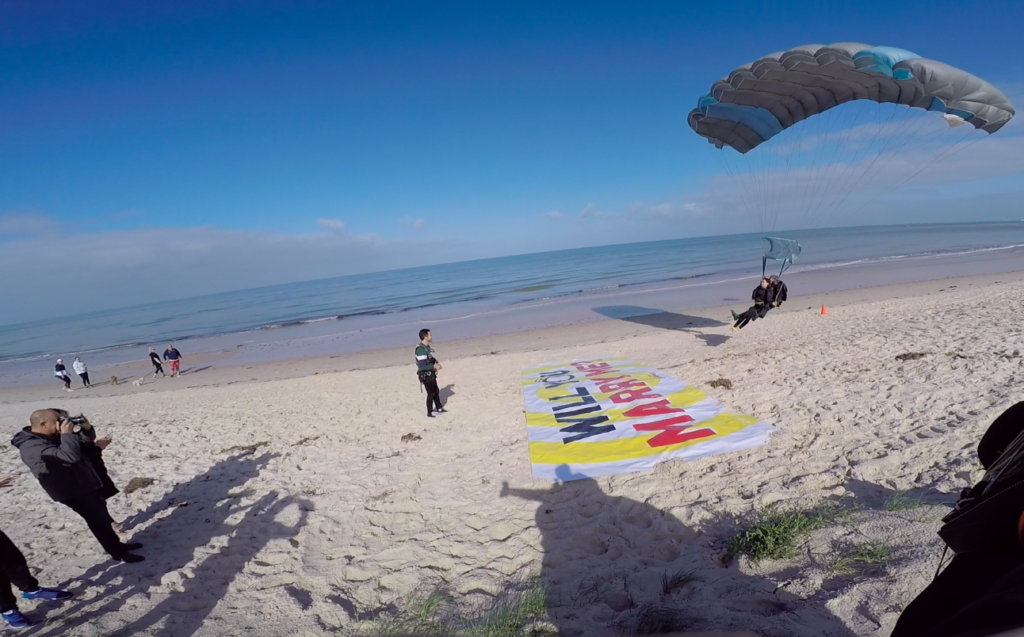 Joshua and Victoria tandem skydive wedding proposal