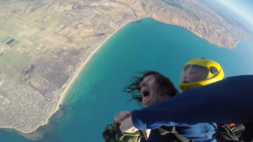Shirley Elliot Handicapable tandem skydive free fall