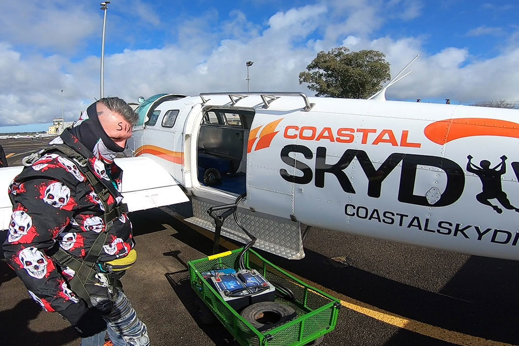 Boarding the plane to go skydiving